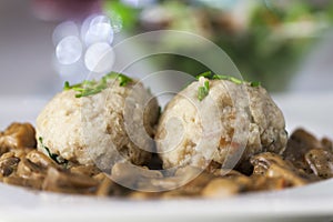 Bread dumpling with mushrooms