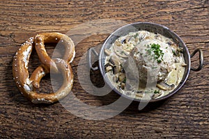 Bread dumpling with sauce