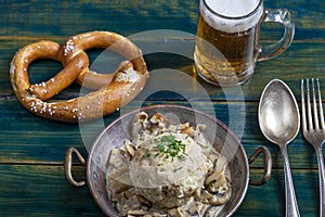 Bread dumpling with sauce