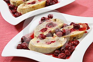 Bread dumplings with cherry