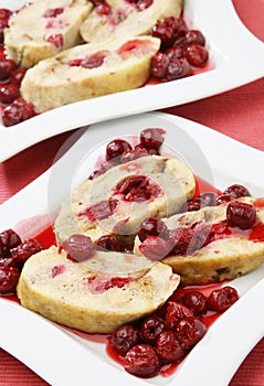 Bread dumplings with cherry