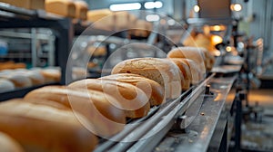 bread in the factory industry. selective focus.