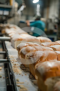 bread in the factory industry. selective focus.