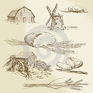 Bread, farm, windmill and watermill