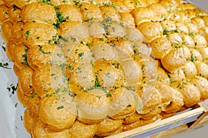 Bread food background brown wheat graine roll lot pastries batch product baked herb dressing garlic