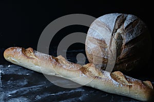 Bread, French baguette, whole wheat