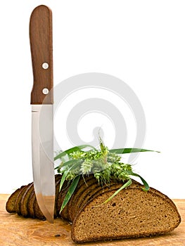 Bread grain and knife