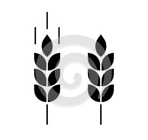 Bread grain. Spike wheat. Wheat logo. Icon bakery. Stalk oat, barley, corn, rye, malt, bran, millet, maize, rice, beer.