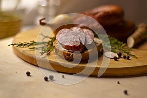 Bread with home-made sausage