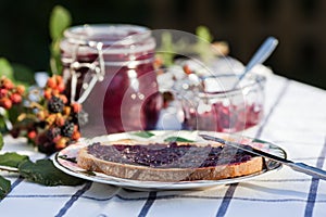 Bread with homemade blackberry jam