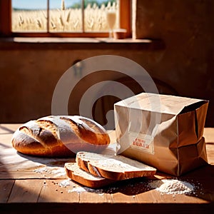 Bread with ingredients, wheat and flour, hand made artesanal baking preparation