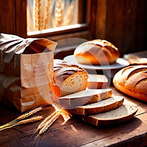 Bread with ingredients, wheat and flour, hand made artesanal baking preparation