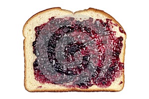 Bread with jelly on white