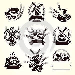 Bread labels set. Vector