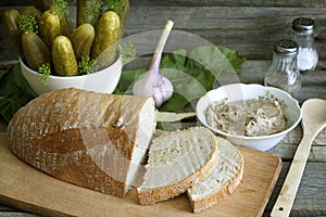 Bread lard and pickles photo