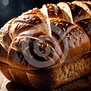 Bread, loaf of freshly baked bread, food meal staple