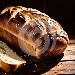 Bread, loaf of freshly baked bread, food meal staple