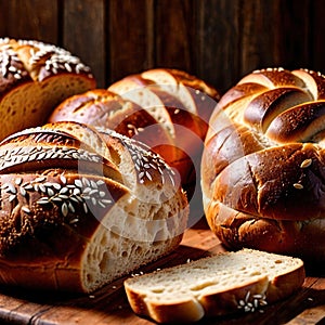 Bread, loaf of freshly baked bread, food meal staple