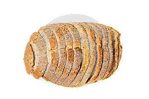 Bread loaf isolated on white background,top view