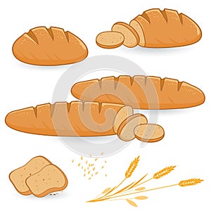 Loafs of bread and sliced bread. Vector Illustration photo
