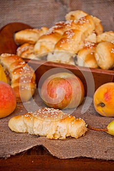 Bread loafs and fruit photo