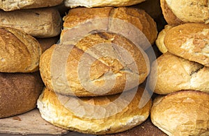 bread loafs lying on the shelf