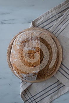 Bread made from wheat and rye flour