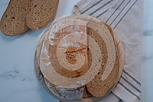 Bread made from wheat and rye flour