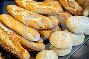 Bread at the market in the showcase