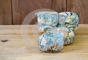 Bread moldy on wooden