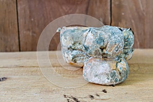 Bread moldy on wooden