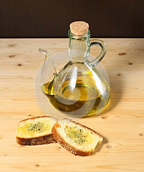 Bread with olive oil and salt