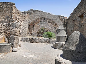 Bread ovens in a bakery in the ruins of Pompeii