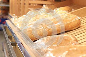 Bread in a package in a store on a shelf