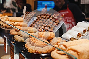 bread and pastry at a fast food stall