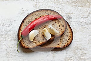 Bread with pepper and garlic