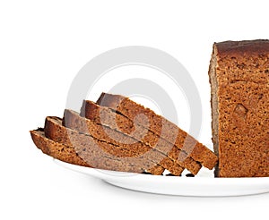 Bread on plate isolated