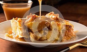 Bread pudding with a bourbon cream sauce