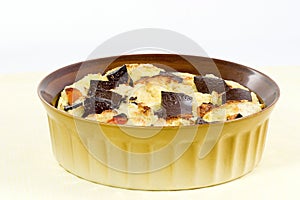 Bread pudding with chocolate