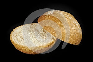 Bread roll cut in half