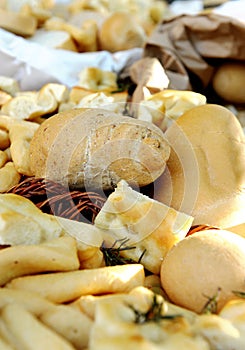 Bread rolls on a buffet table