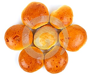 Bread rolls on white background