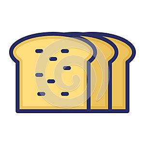 Bread, Rusk, bakery, slice fully editable vector icons