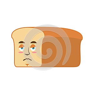 Bread sad Emoji. piece of bread sorrowful emotion isolated