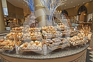 Bread selection at hotel buffet