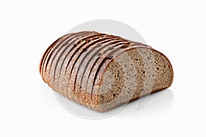 Bread. Slice of fresh rye bread isolated on white background