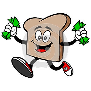 Bread Slice Running with Money