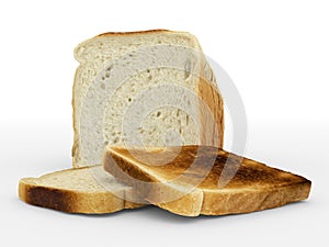 Bread sliced - toast - arrangement on white