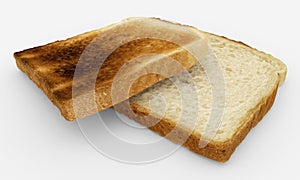 Bread slices - toast pair - isolated on white