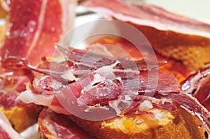 Bread with spanish serrano ham